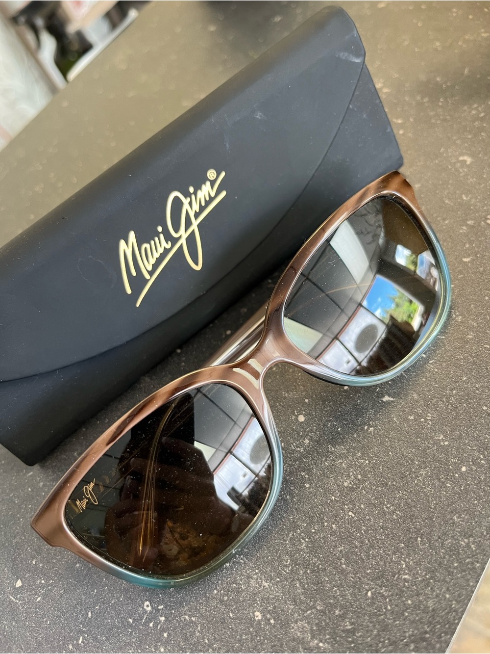 Maui Jim Brown-to-Teal Gradient Cat-Eye Sunglasses